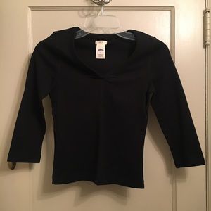Vintage Old Navy XS Black Vneck 3/4 Sleeve Top